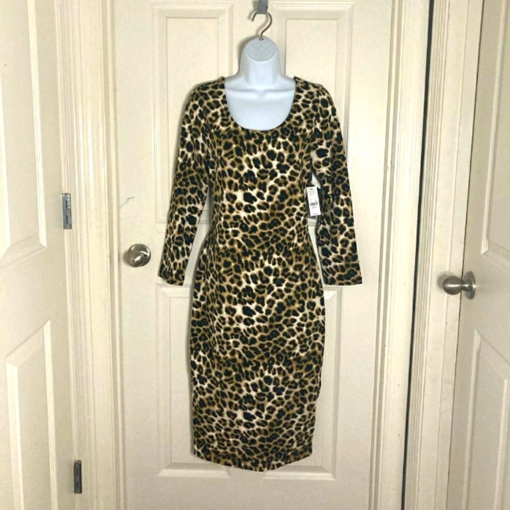 NY & Company Leopard Print Dress Size M
